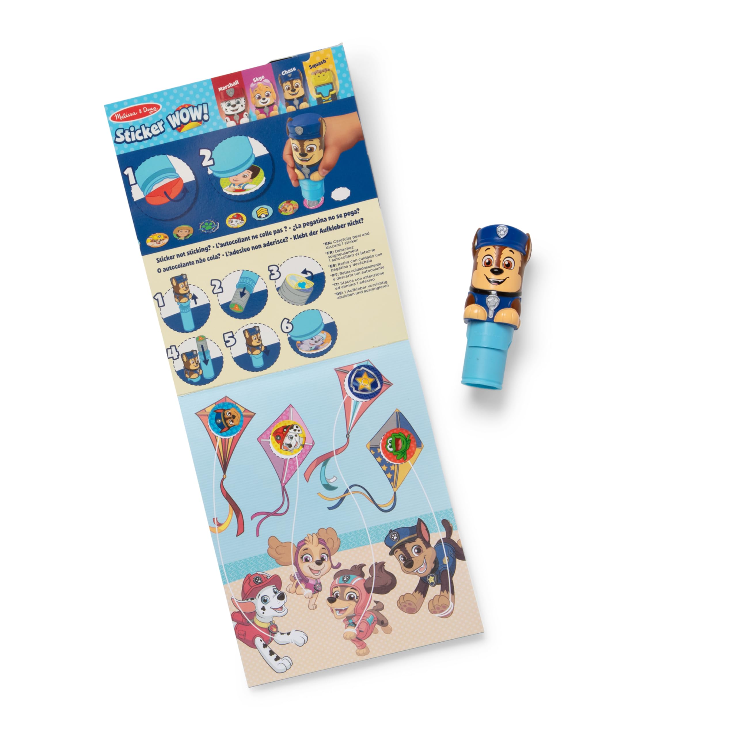Melissa & Doug Sticker WOW! Chase PAW Patrol Sticker Stamper & 24-Page Activity Pad – 300 Stickers, FSC Certified