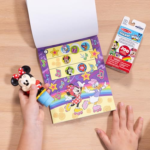 Melissa & Doug Sticker WOW! Disney Minnie Mouse Bundle: 24-Page Activity Book, Refillable Stamper, 500 Stickers, Ages 3+