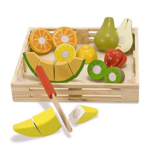 Melissa & Doug Wooden Cutting Fruit Set – 17-Piece Pretend Play Food with Slicing Action