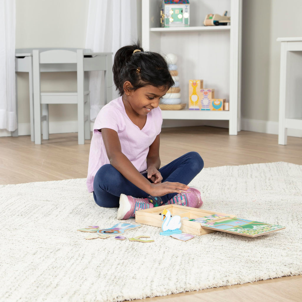 Melissa & Doug Wooden Magnetic Dress-Up Set: Double-Sided Ballerina/Fairy & Swan (52 Pieces)