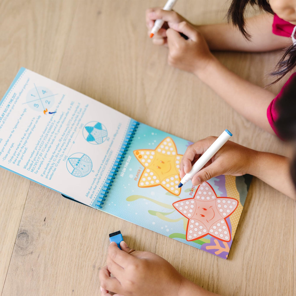 Melissa & Doug Write-On Reusable Games Activity Book – 17 Travel Games with Dry-Erase Markers, Ages 6+