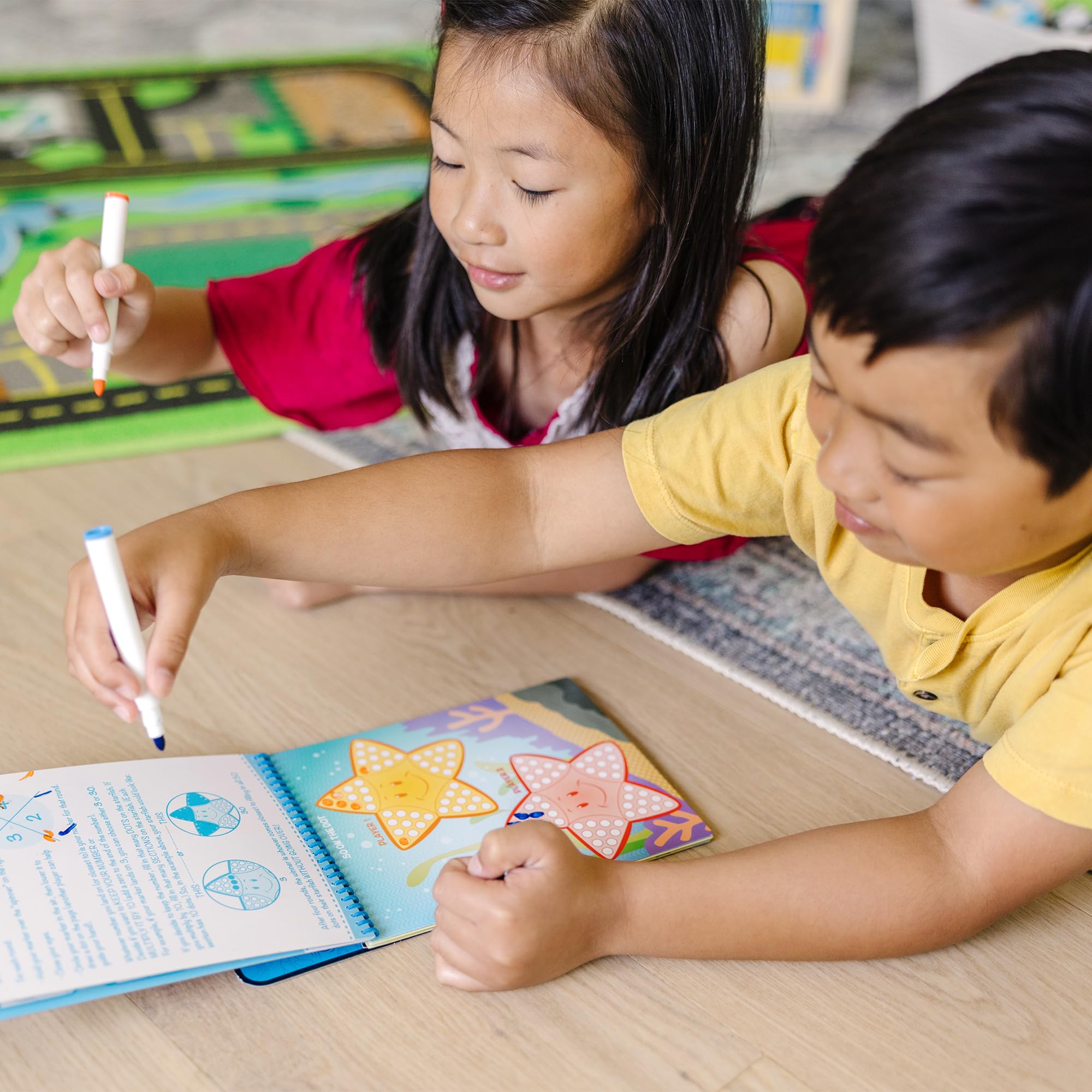 Melissa & Doug Write-On Reusable Games Activity Book – 17 Travel Games with Dry-Erase Markers, Ages 6+