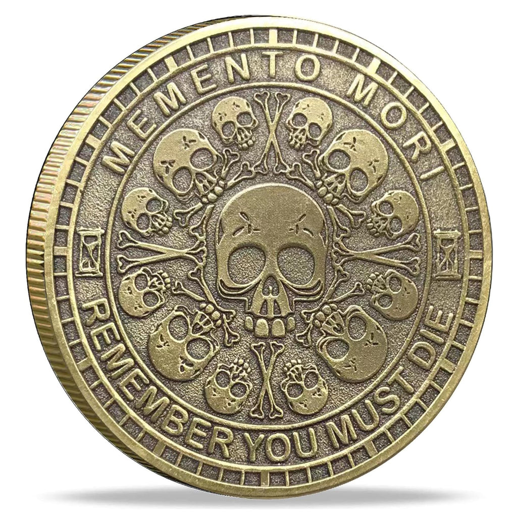 Memento Mori Challenge Coin – Bronze Stoic Token with Amor Fati Design for Daily Reflection & EDC