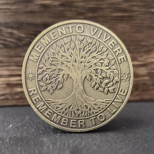 Memento Mori Challenge Coin – Bronze Stoic Token with Amor Fati Design for Daily Reflection & EDC