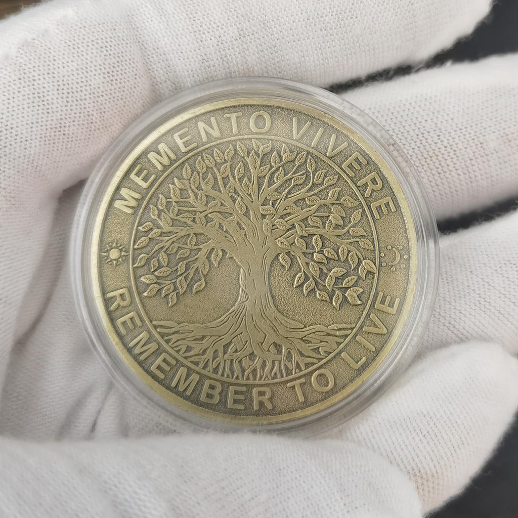 Memento Mori Challenge Coin – Bronze Stoic Token with Amor Fati Design for Daily Reflection & EDC
