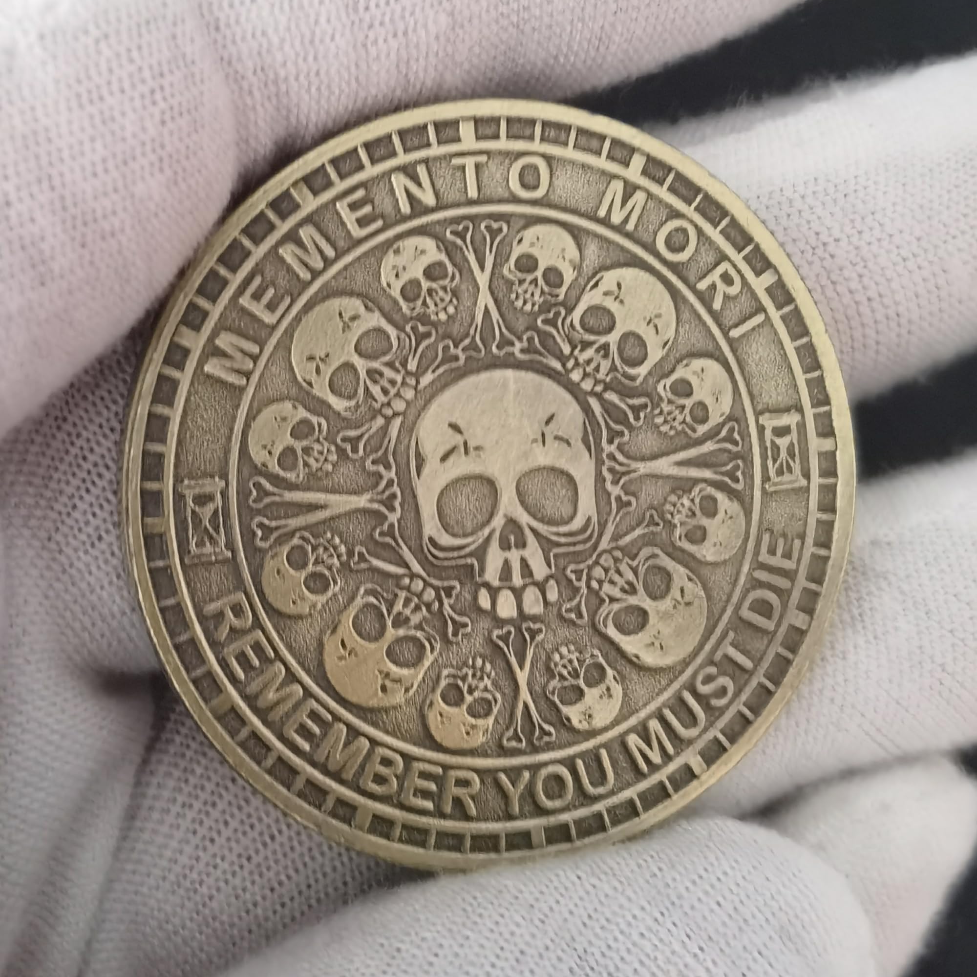 Memento Mori Challenge Coin – Bronze Stoic Token with Amor Fati Design for Daily Reflection & EDC