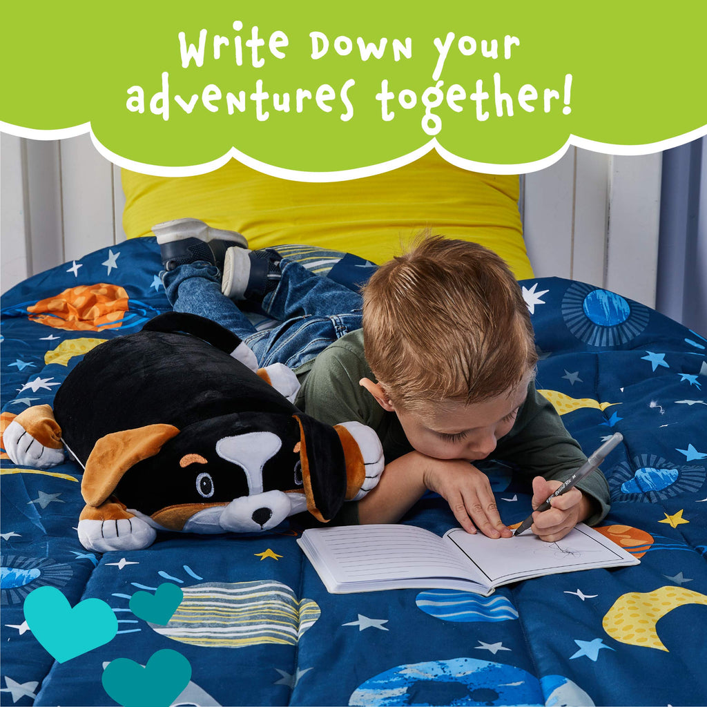 MEMORY MATES Bernie the Bernese Dog Memory Foam Pillow Plush – 15" Stuffed Animal with Hidden Journal Pocket