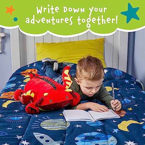 Memory Mates Jax the Red Dragon – 15" Memory Foam Plush Pillow with Diary Pocket