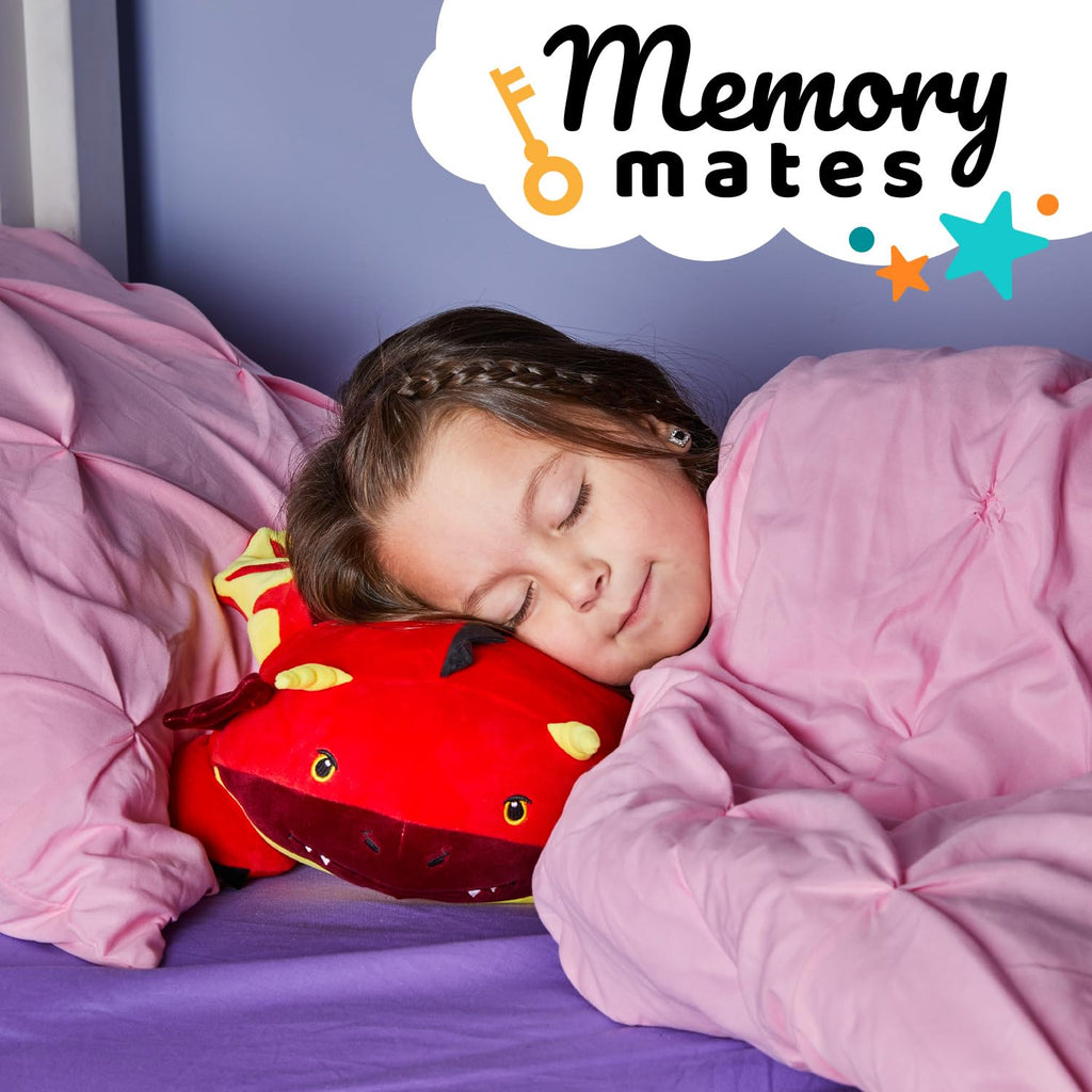Memory Mates Jax the Red Dragon – 15" Memory Foam Plush Pillow with Diary Pocket
