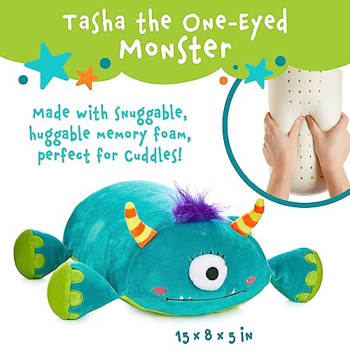 MEMORY MATES Tata the One-Eyed Monster: 15-Inch Memory Foam Pillow Plush with Hidden Diary Pocket