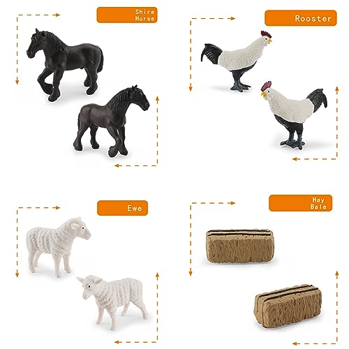MEMOVAN 10-Piece Mini Farm Toy Set with Tractor, Barn, Animals & Farmer - Cake Toppers & Imaginative Play