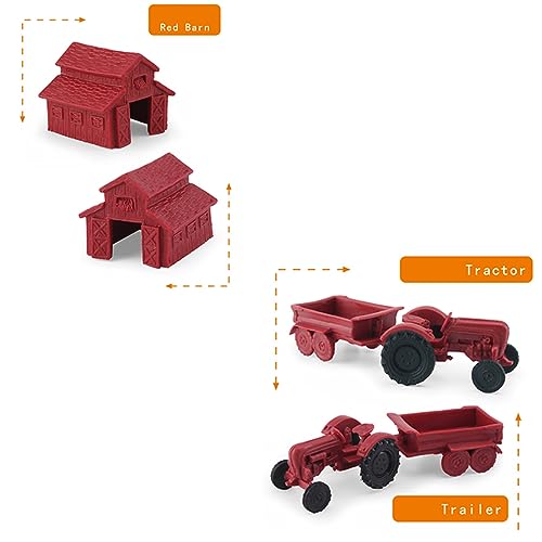 MEMOVAN 10-Piece Mini Farm Toy Set with Tractor, Barn, Animals & Farmer - Cake Toppers & Imaginative Play