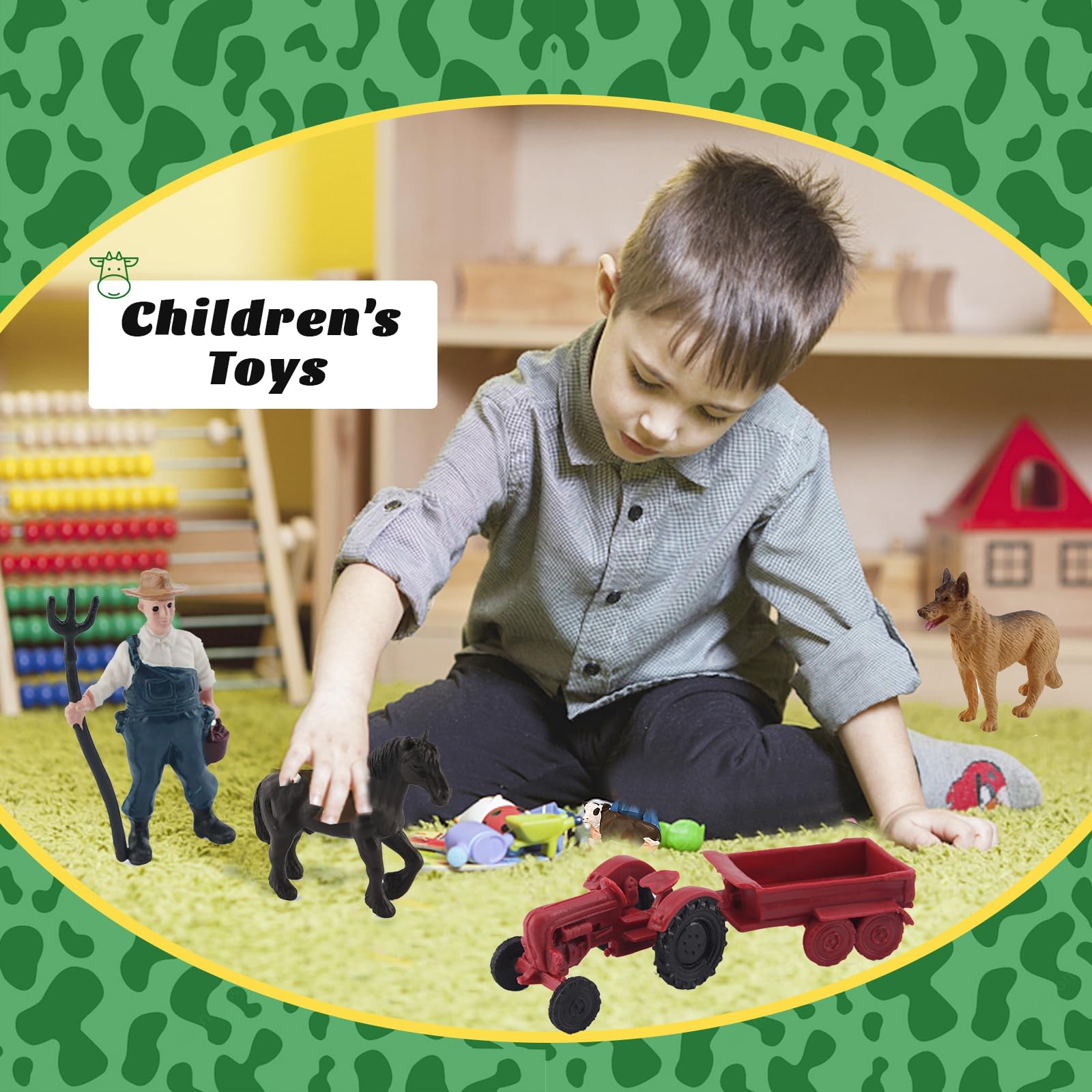 MEMOVAN 10-Piece Mini Farm Toy Set with Tractor, Barn, Animals & Farmer - Cake Toppers & Imaginative Play
