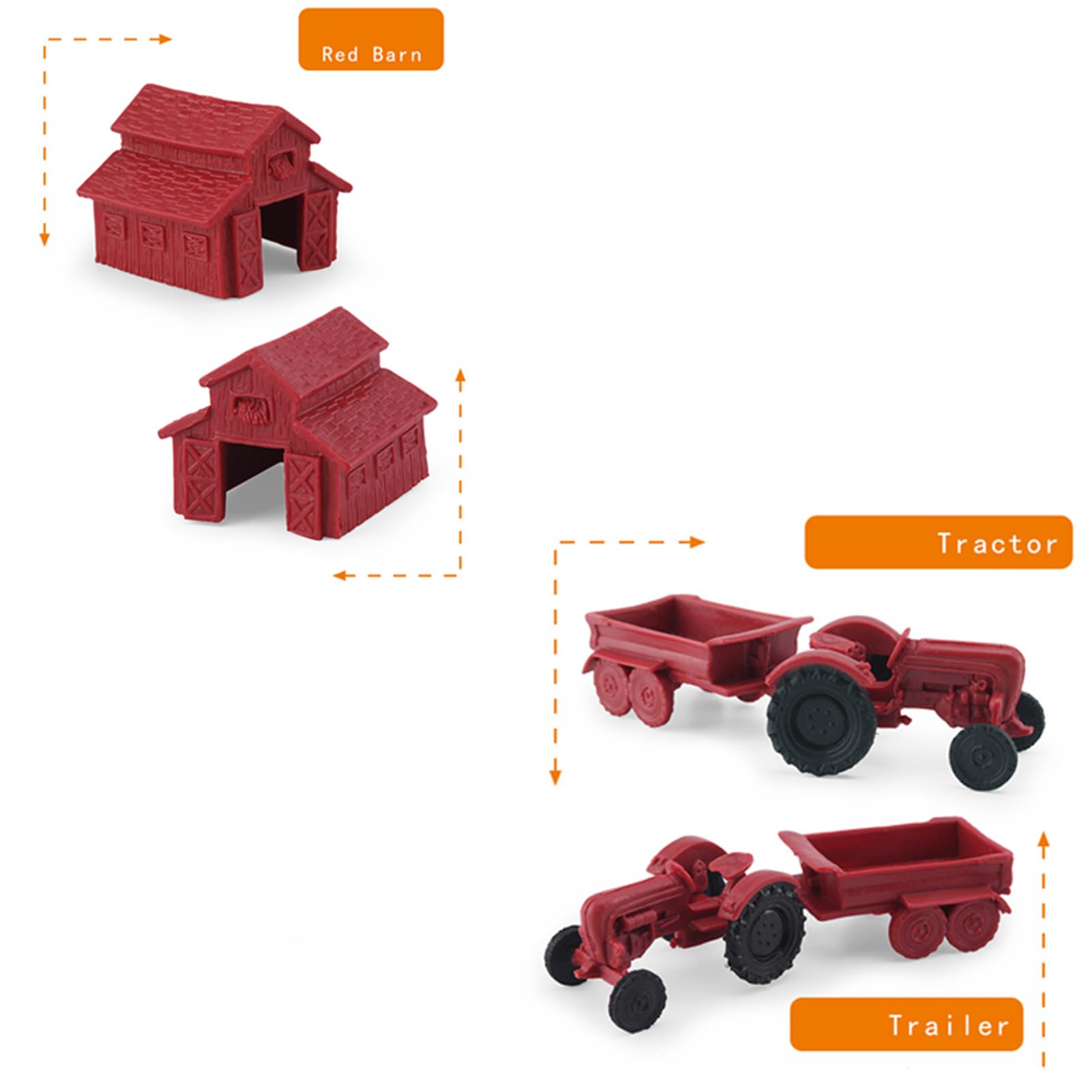 MEMOVAN 10-Piece Mini Farm Toy Set with Tractor, Barn, Animals & Farmer - Cake Toppers & Imaginative Play