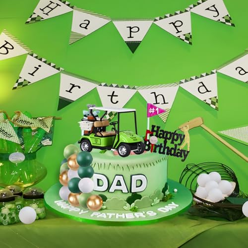 MEMOVAN 22-Piece Golf Cake Toppers Set with Mini Golf Cart, Balls, and Happy Birthday Topper