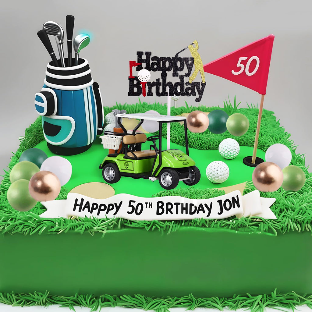 MEMOVAN 22-Piece Golf Cake Toppers Set with Mini Golf Cart, Balls, and Happy Birthday Topper