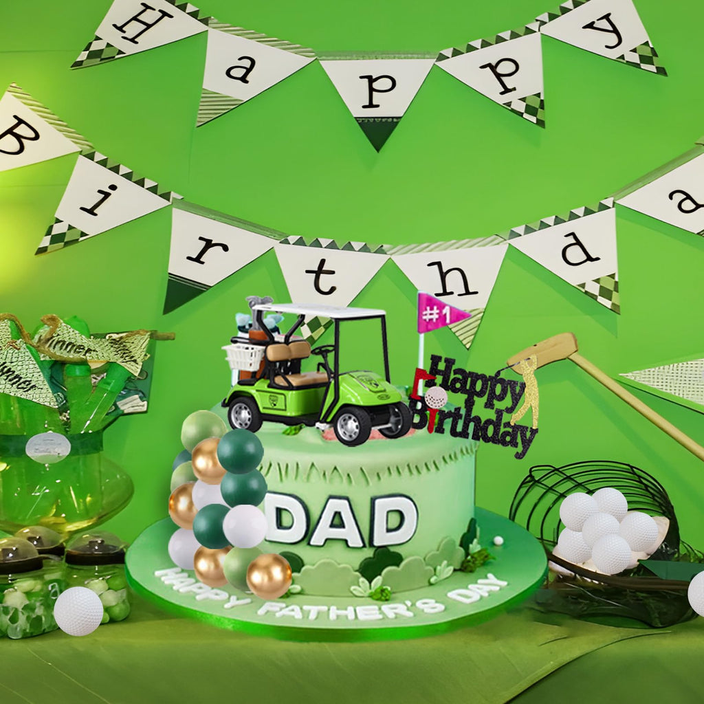 MEMOVAN 22-Piece Golf Cake Toppers Set with Mini Golf Cart, Balls, and Happy Birthday Topper