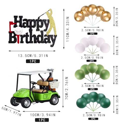 MEMOVAN 22-Piece Golf Cake Toppers Set with Mini Golf Cart, Balls, and Happy Birthday Topper