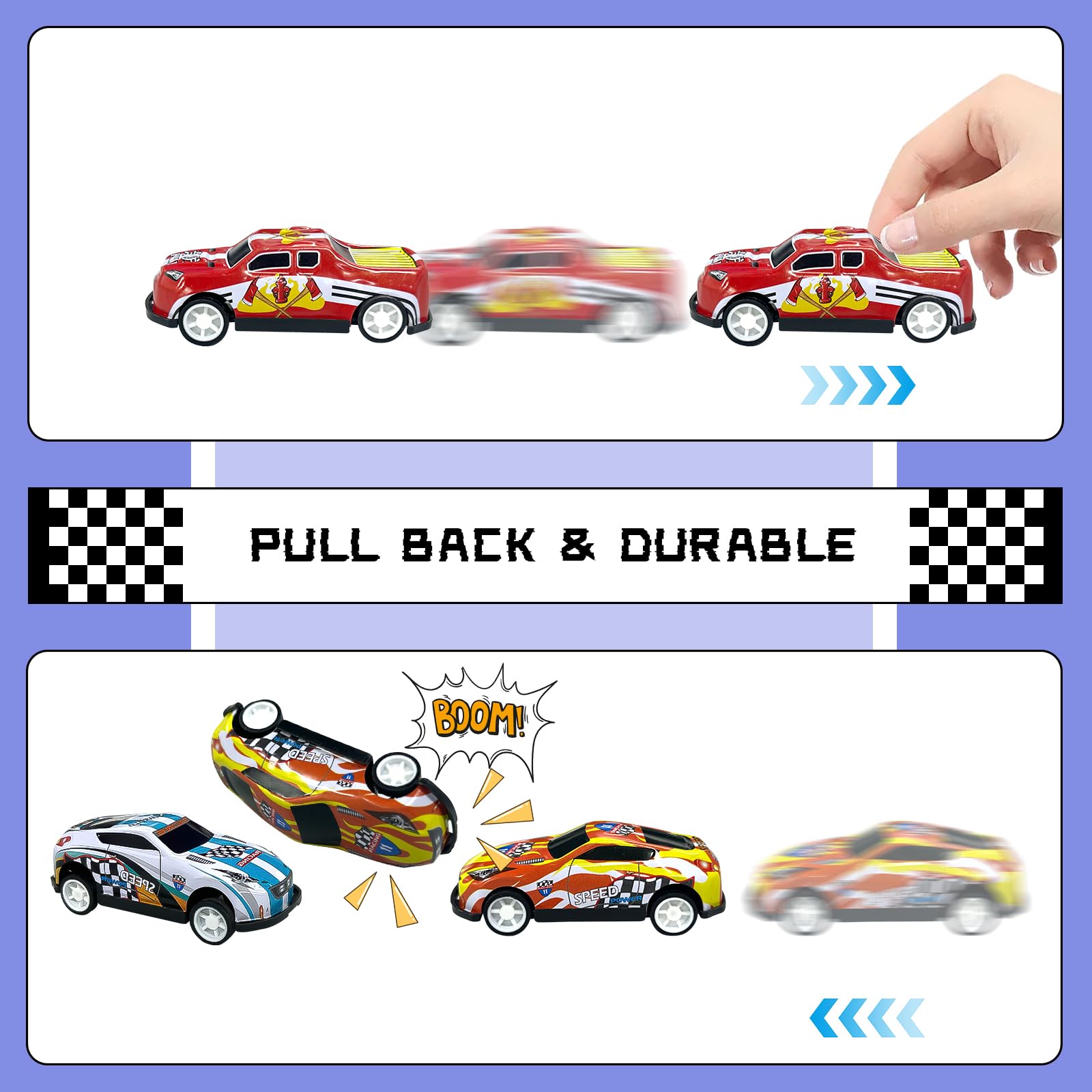 MEMOVAN 24-Piece Race Car Cake Toppers Set with Checkered Flags and Trophy for Racing Birthday Party
