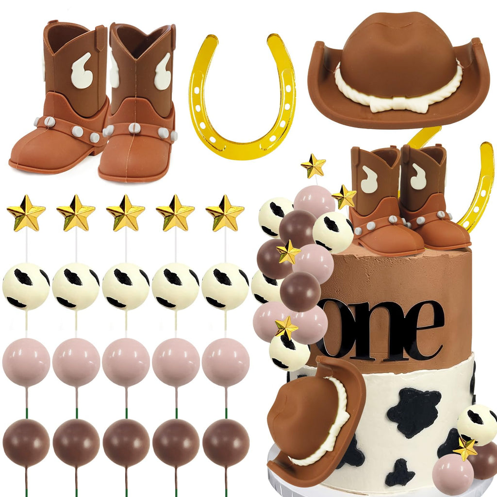 MEMOVAN 24PCS Cowboy Rodeo Cake Topper - Western Cake Decorations Set