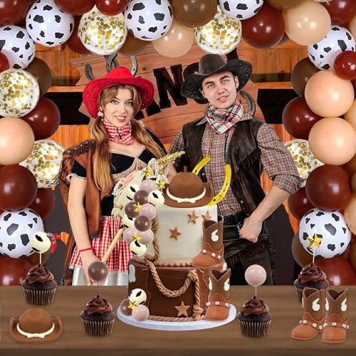MEMOVAN 24PCS Cowboy Rodeo Cake Topper - Western Cake Decorations Set