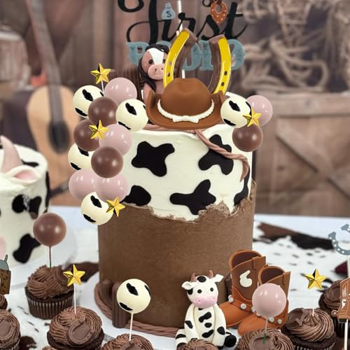 MEMOVAN 24PCS Cowboy Rodeo Cake Topper - Western Cake Decorations Set