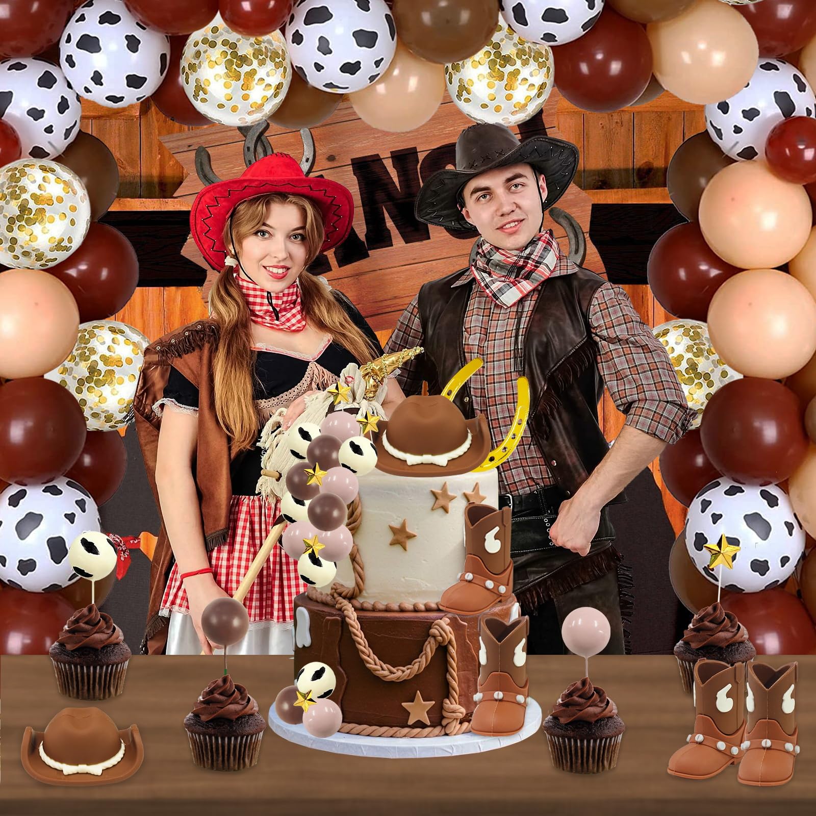 MEMOVAN 24PCS Cowboy Rodeo Cake Topper - Western Cake Decorations Set