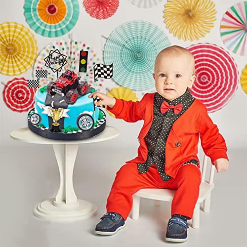 MEMOVAN 30-Piece Truck Cake Toppers Set for Racing Birthday Party