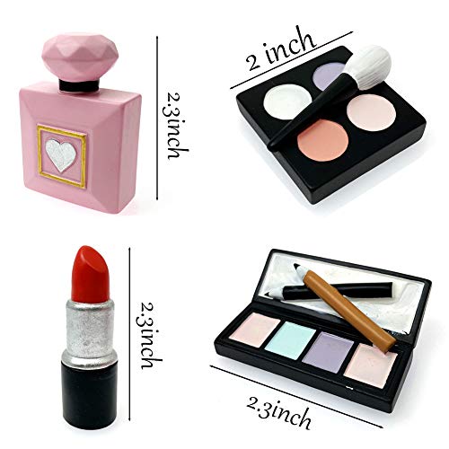 MEMOVAN 4-Pack Resin Makeup Cake Toppers for Bridal Shower & Bachelorette Party - Lipstick, Perfume, Eyeshadow & Blush