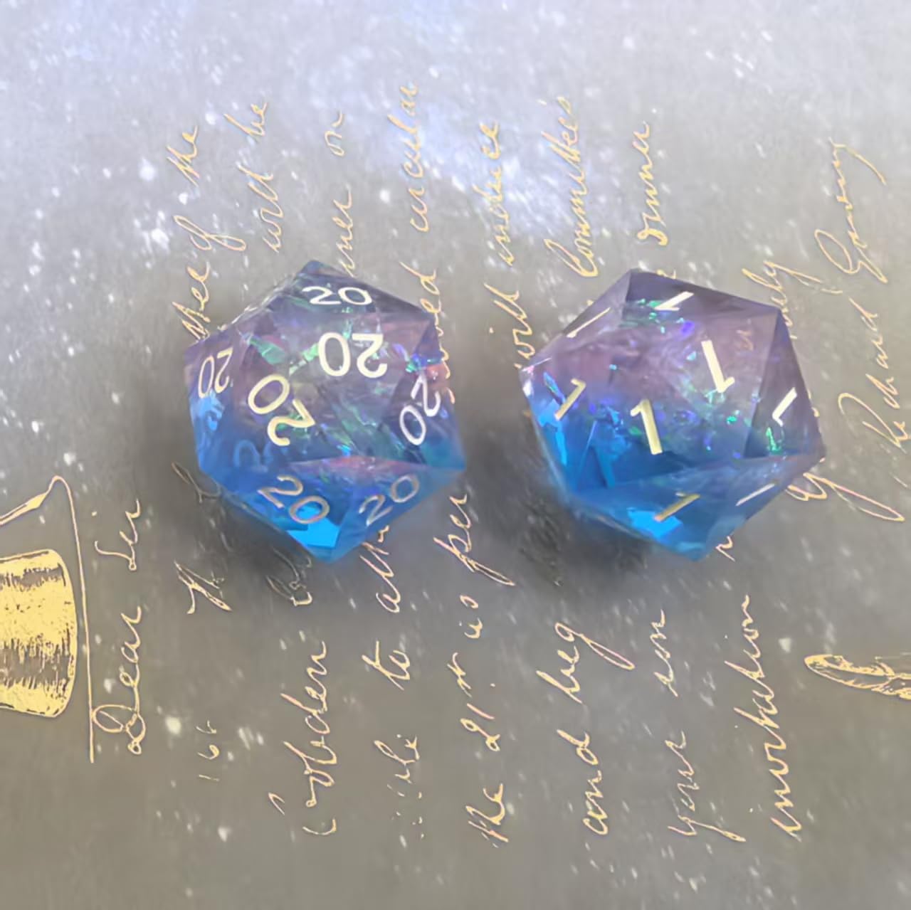 Meokkaebi Roll of Fate D20 Dice Set – Guaranteed Critical Hits or Epic Fails (Blue/Purple)