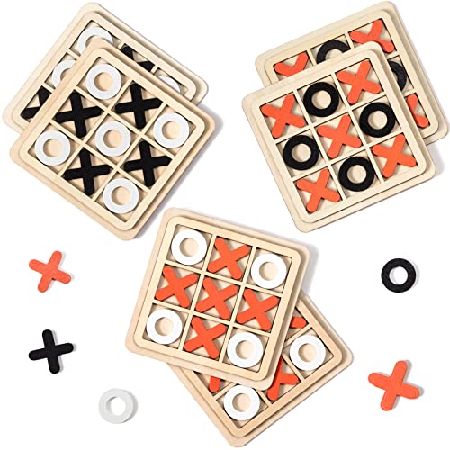Meooeck 6-Pack Mini Wooden Tic Tac Toe Games – Portable Classic XO Board Games for Parties, Favors, Travel