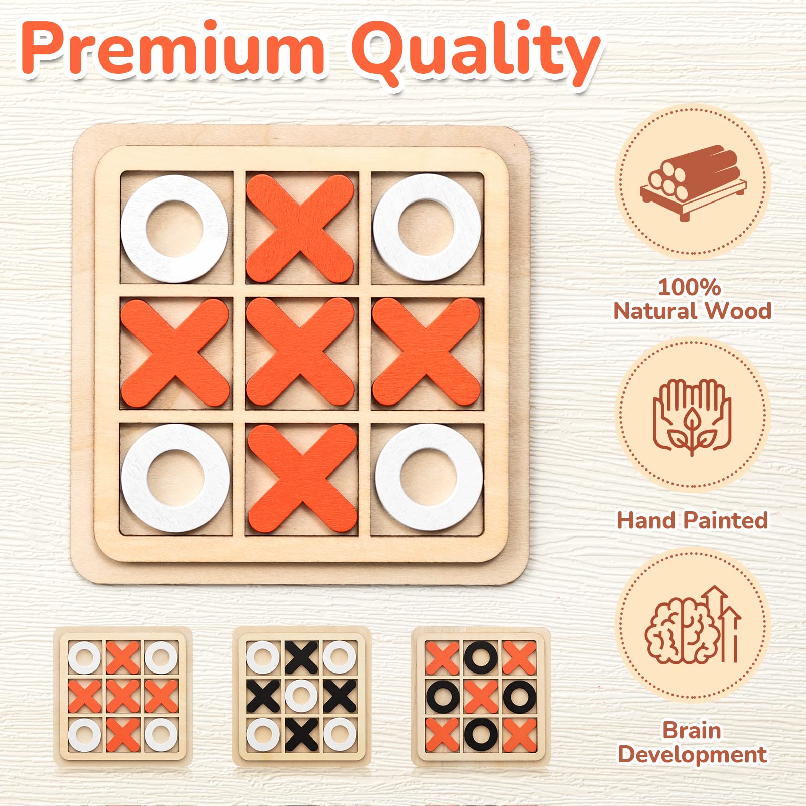 Meooeck 6-Pack Mini Wooden Tic Tac Toe Games – Portable Classic XO Board Games for Parties, Favors, Travel