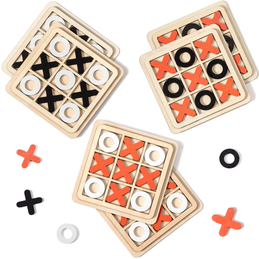 Meooeck 6-Pack Mini Wooden Tic Tac Toe Games – Portable Classic XO Board Games for Parties, Favors, Travel
