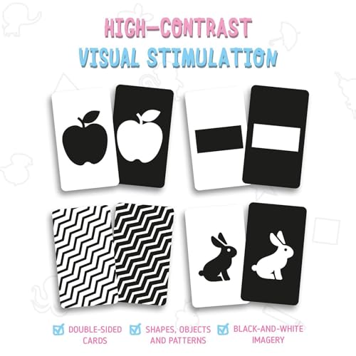 Merka High Contrast Baby Flash Cards - 50-Pack Black & White Visual Stimulation for Newborns