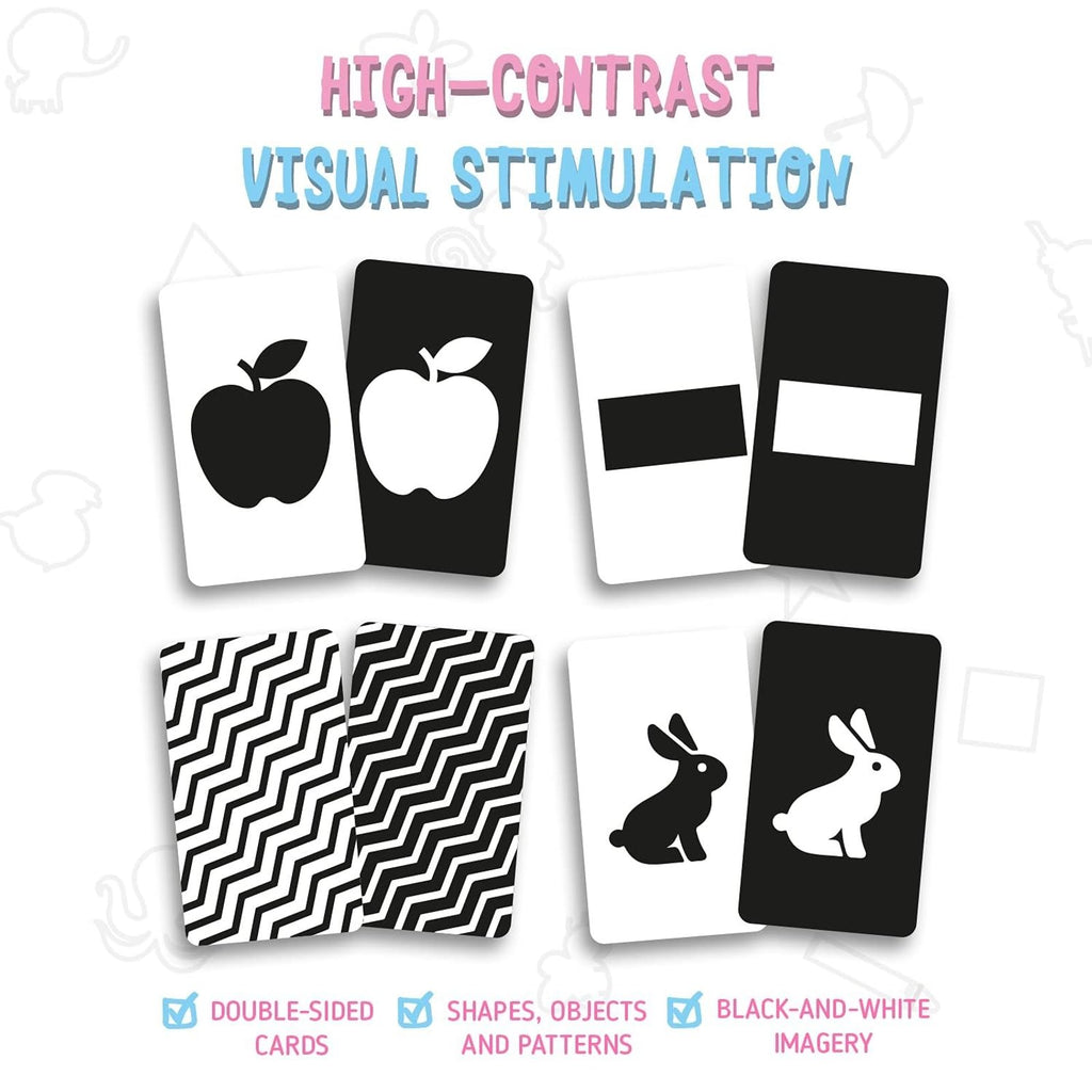 Merka High Contrast Baby Flash Cards - 50-Pack Black & White Visual Stimulation for Newborns