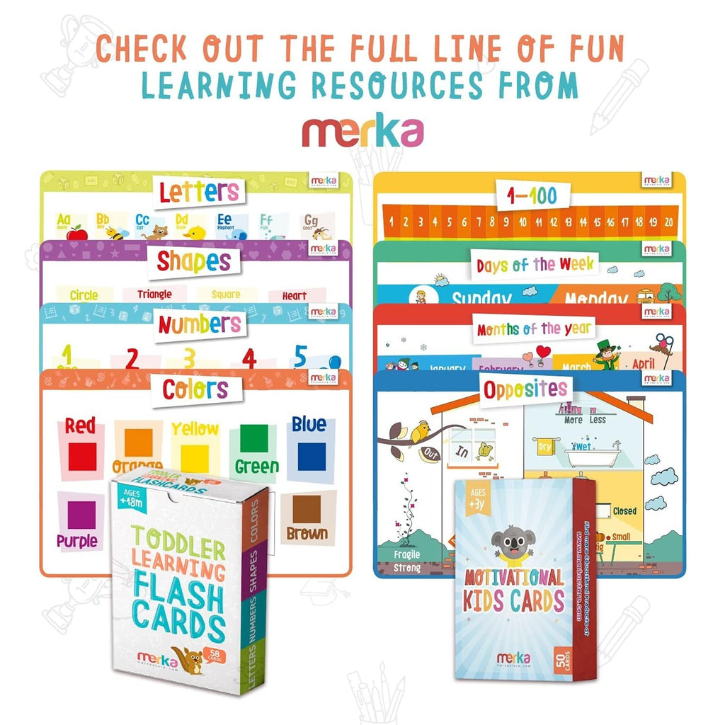 Merka High Contrast Baby Flash Cards - 50-Pack Black & White Visual Stimulation for Newborns