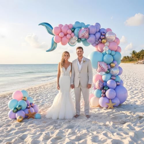 Mermaid Balloon Garland Arch Kit – 106 Piece Under the Sea Party Decorations with Foil Balloons by Vellax