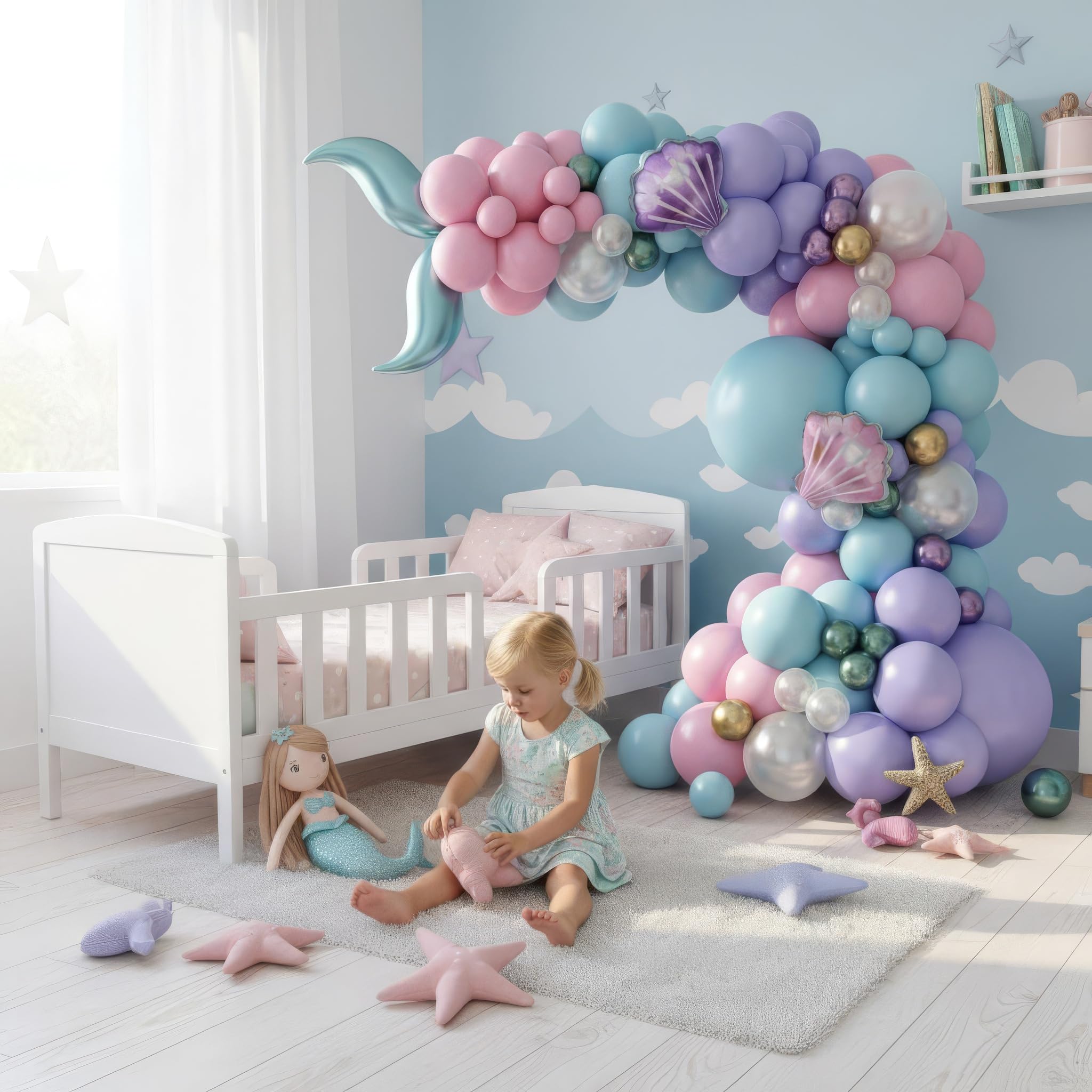 Mermaid Balloon Garland Arch Kit – 106 Piece Under the Sea Party Decorations with Foil Balloons by Vellax