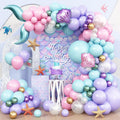 Mermaid Balloon Garland Arch Kit – 113 Pastel Pink, Purple, Teal Blue & Clear Latex Balloons with Mermaid Tail & Shell Foil Balloons for Under the Sea Birthday Party Decorations