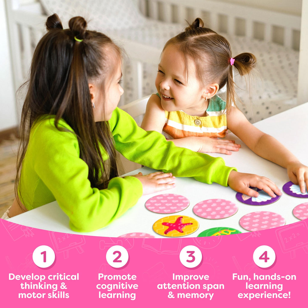 Mermaid Matching Game for Girls 4-6 - 32-Piece Memory Card Game with Storage Box - Momo & Nashi