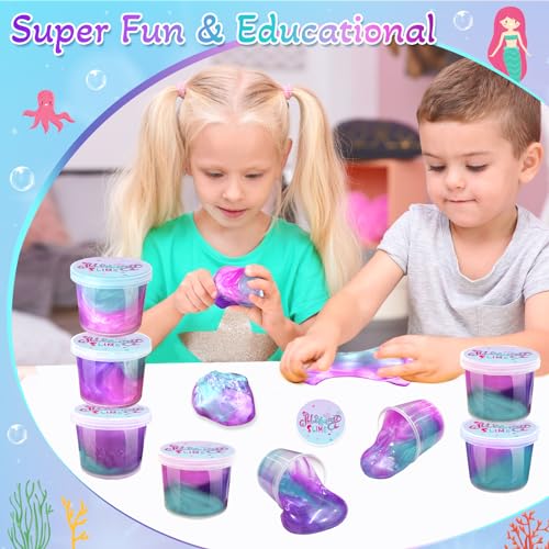 Mermaid Slime Party Favors: 24 Pack with 36 Cups - Non-Sticky, Stretchy Putty for Kids Ages 3-12