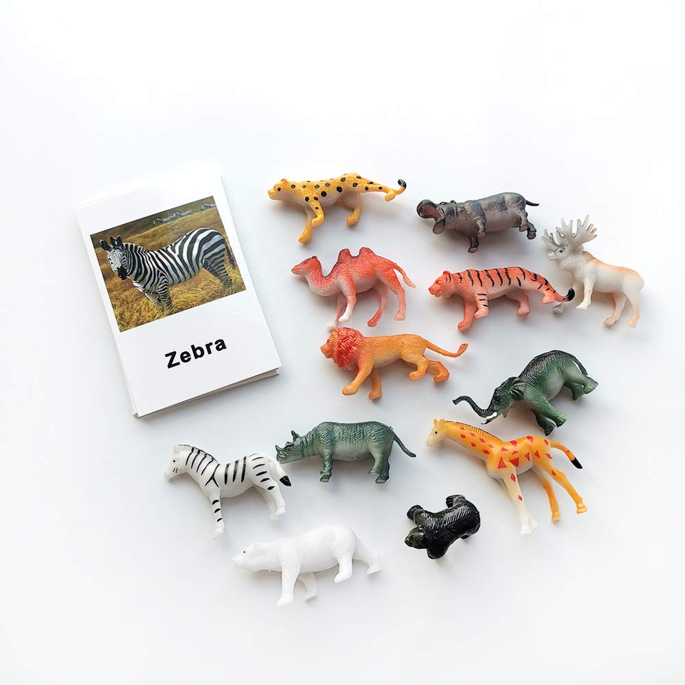 MEROCO Montessori Animal Match – Forest Animal Figurines with Matching Cards for Toddlers and Preschoolers