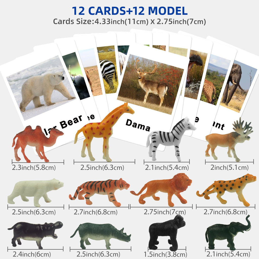 MEROCO Montessori Animal Match – Forest Animal Figurines with Matching Cards for Toddlers and Preschoolers