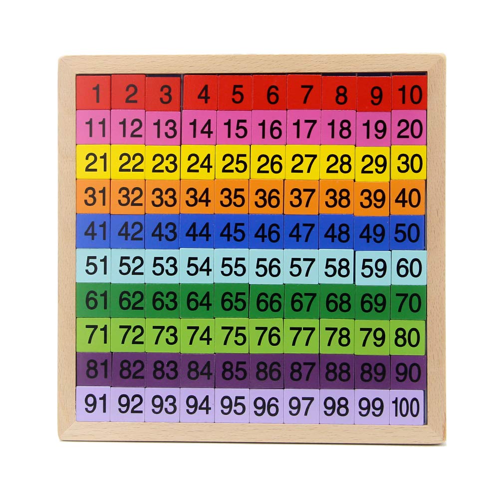 MERRYHEART Montessori Hundred Board: Wooden Counting Toy for Kids Ages 3+