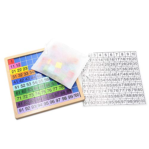 MERRYHEART Montessori Hundred Board: Wooden Counting Toy for Kids Ages 3+