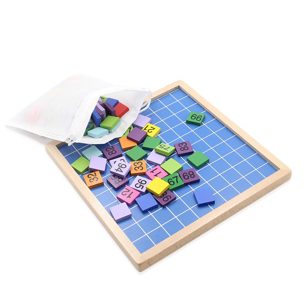 MERRYHEART Montessori Hundred Board: Wooden Counting Toy for Kids Ages 3+