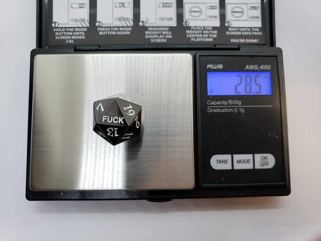 Metal D20 F*** Dice – Heavy Zinc Alloy Critical Fail Die for D&D, Pathfinder (Black)