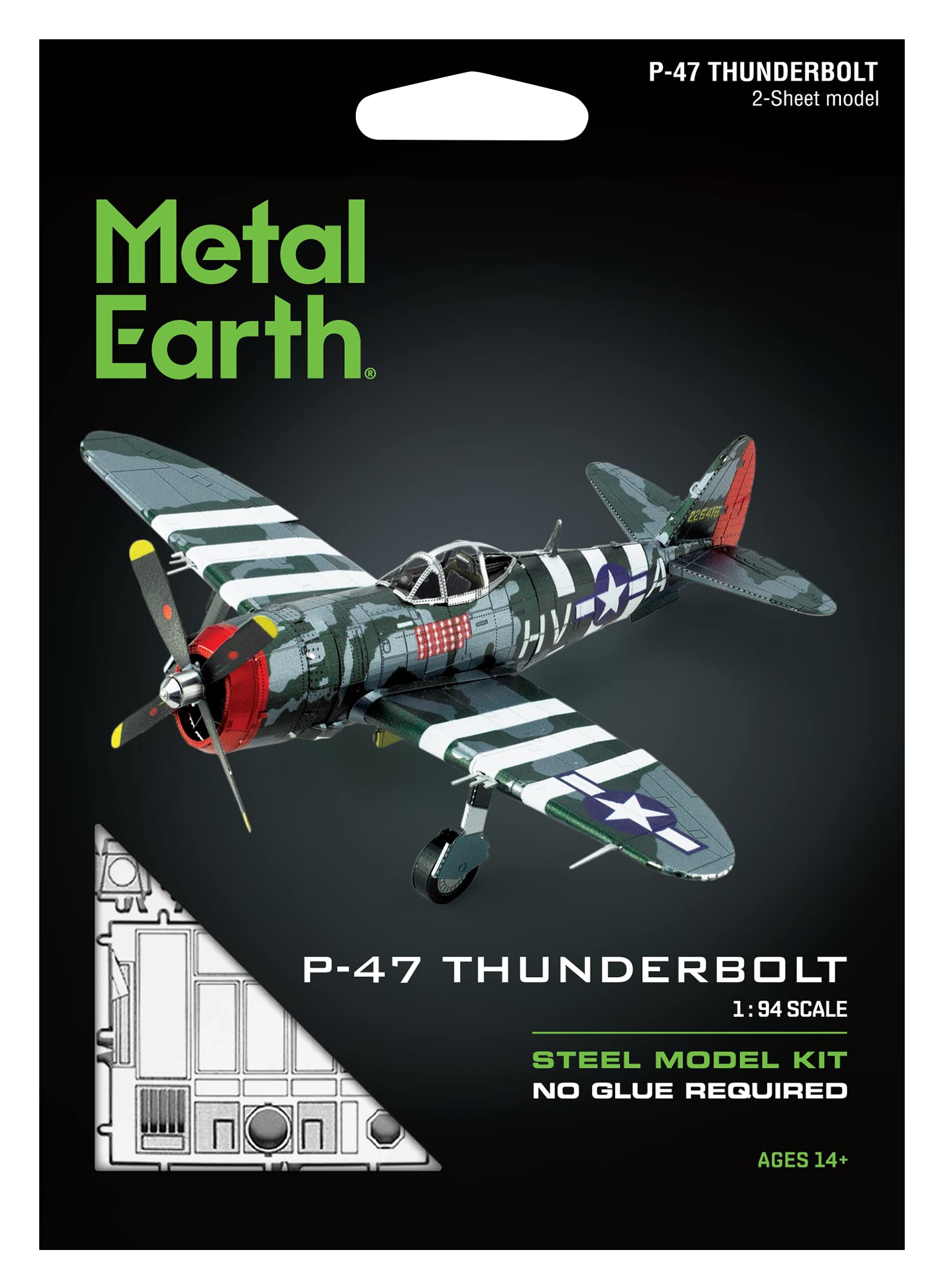 Metal Earth P-47 Thunderbolt 3D Metal Model Kit – 2 Sheet Moderate Difficulty 1:94 Scale