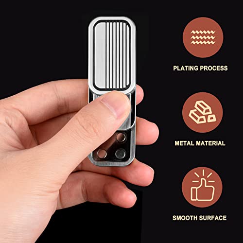 Metal Fidget Slider Magnetic Toy for Adults – EDC Stress Relief with Haptic Click – Stainless Steel Desk Toy (Silver, CP3)