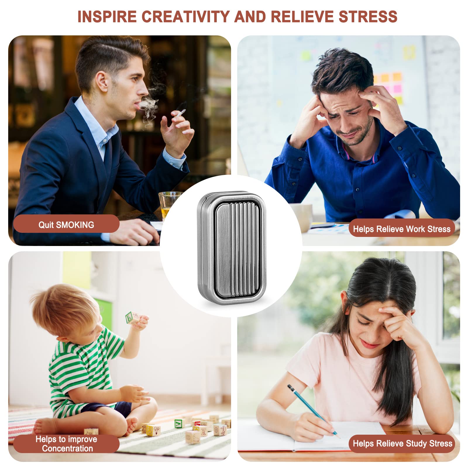 Metal Fidget Slider Magnetic Toy for Adults – EDC Stress Relief with Haptic Click – Stainless Steel Desk Toy (Silver, CP3)